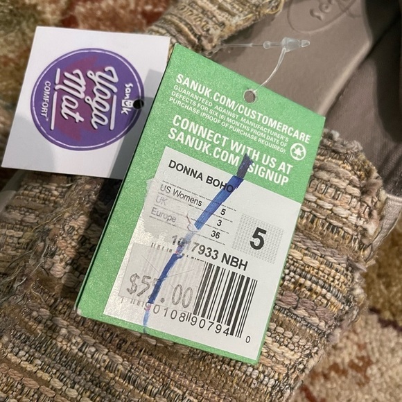 Sanuk Donna Sidewalk Surfer SlipOn Flats NWT Size 5 Natural Tan - Picture 7 of 12